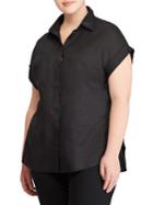 Lauren Ralph Lauren Plus Linen Short-sleeve Button-down Shirt