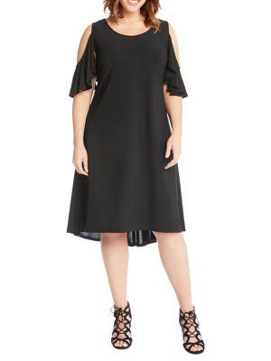 Karen Kane Plus Cold-shoulder Hi-lo Dress