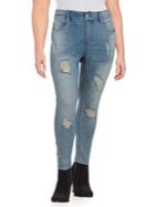 Melissa Mccarthy Seven7 Plus Ripped Foil-print Jeans