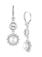 Marchesa Rhodium-plated And Crystal Double Drop Earrings