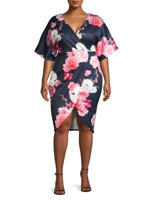 Quiz Plus Floral Crepe Wrap Dress