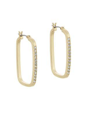 Laundry By Shelli Segal Square Pave Crystal Hoop Earrings