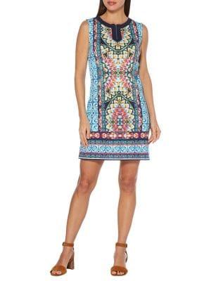Rafaella Printed Sleeveless Shift Dress