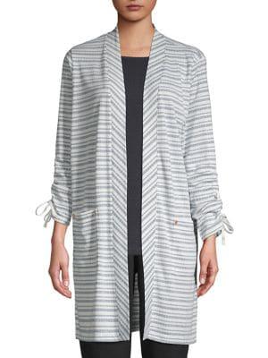 Jones New York Stripe Open-front Cardigan