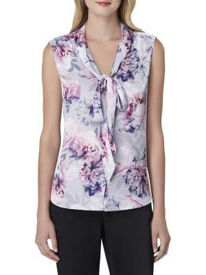 Tahari Arthur S. Levine Floral Sailor-neck Blouse