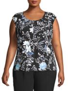 Kasper Floral Cap-sleeve Top