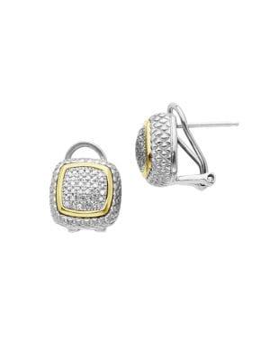 Lord & Taylor 14k Gold And Sterling Silver 0.25 Tcw Diamond Pave Stud Earrings