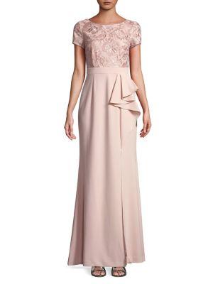 Adrianna Papell Embroidered Floor-length Dress