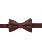 Black Brown Chevron Stitch Pre-tied Silk Bow Tie