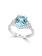 Effy Diamond, Aquamarine And 14k White Gold Ring