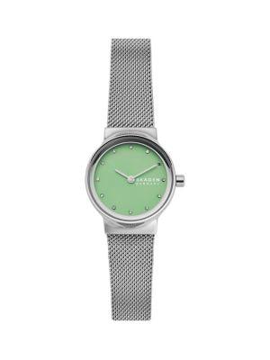 Skagen Freja Silvertone Stainless Steel & Crystal Bracelet Watch