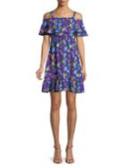 Design Lab Lord & Taylor Tropical Floral Cold-shoulder Dress