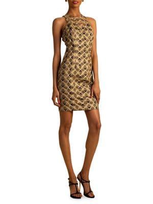 Trina Turk Eastern Luxe Origami Embroidery Sheath Dress
