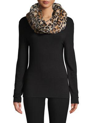 Madison 88 Leopard-print Faux Fur Cowl Scarf