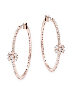 Kate Spade New York Clink Of Ice Pave Cluster Stone Medium Hoop Earrings- 1.5 In.