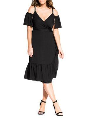 City Chic Plus Cold-shoulder Wrap Dress