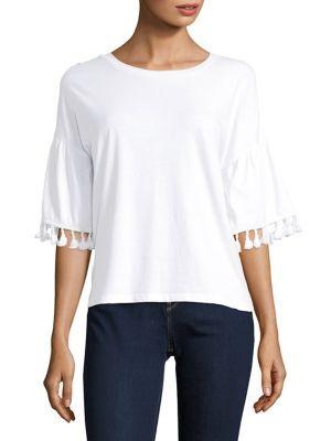 Lord & Taylor Plus Tassel Bell-sleeve Top