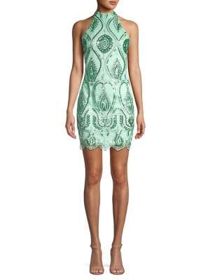 Quiz Embellished Highneck Bodycon Mini Dress