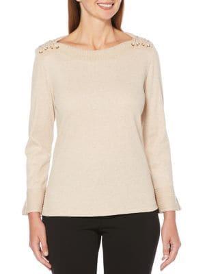 Rafaella Petite Lace-up Boatneck Top