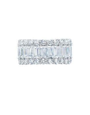 Crislu Classic Baguette Eternity Crystal, Sterling Silver And Platinum Band Ring