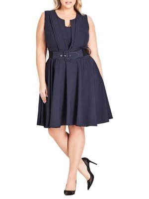 City Chic Plus Veronica Belted Fit-&-flare Dress