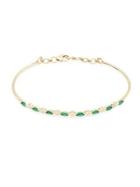 Lord & Taylor 14k Yellow Gold Diamond And Emerald Bracelet