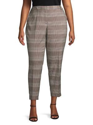 Calvin Klein Plus Herringbone Plaid Trousers