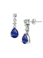 Lord & Taylor Sterling Silver And Blue Sapphire Drop Earrings