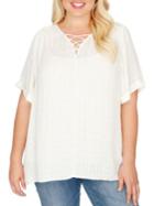 Lucky Brand Plus Plus Monotone Lace-up Top