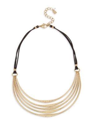 Robert Lee Morris Soho Gray Mood Goldtone And Leather Layered Necklace