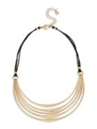 Robert Lee Morris Soho Gray Mood Goldtone And Leather Layered Necklace