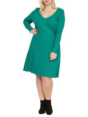 Junarose Plus Rib-knit Ruffle-edge Dress