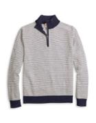 Brooks Brothers Red Fleece Yoke Striped Half-zip Cotton Sweater