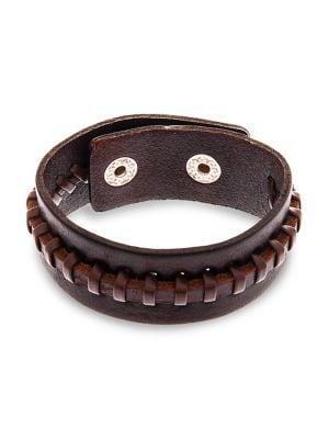Lord & Taylor Stainless Steel & Vegan Leather Wide Bracelet