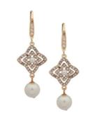 Anne Klein Faux Pearl & Crystal Drop Earrings
