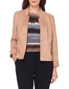 Tahari Arthur S. Levine Faux Suede Open Front Jacket