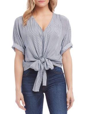 Karen Kane Striped Tie-front Top