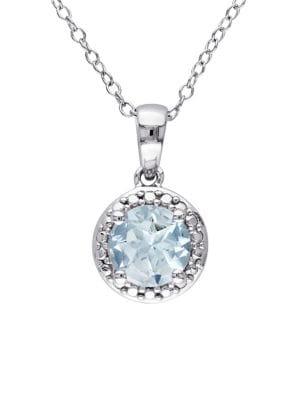 Sonatina Sterling Silver & Aquamarine Halo Pendant Necklace
