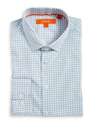 Tallia Orange Circle Cotton Button-down Shirt