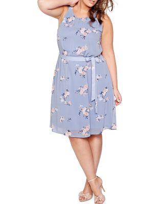 Addition Elle Michel Studio Plus Floral-print Sleeveless Dress