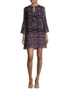 Vince Camuto Patterned Bell-sleeve Shift Dress