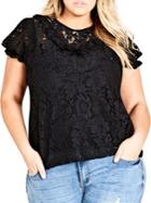 City Chic Plus Ruffled Lace Top