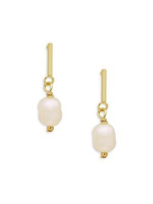 Shade Goldtone And Faux Pearl Stick Drop Earrings