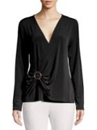 Michael Michael Kors Petite Gathered V-neck Top