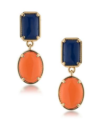 1st And Gorgeous Blue And Orange Cabochon Double-drop Earrings