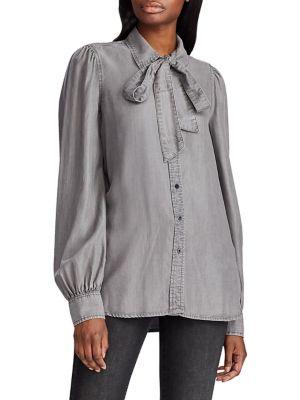 Lauren Ralph Lauren Necktie Buttoned Blouse