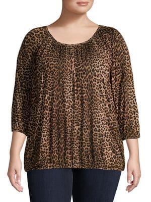 Michael Michael Kors Plus Plus Gathered Animal-dot Top