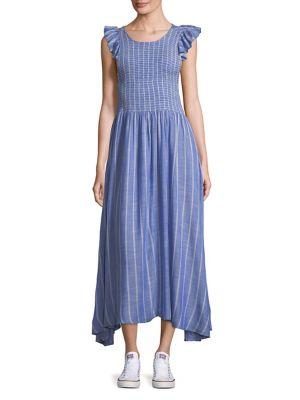 Free People Striped Chambray Midi Dress