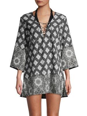 J Valdi Riviera Printed Lace-up Tunic