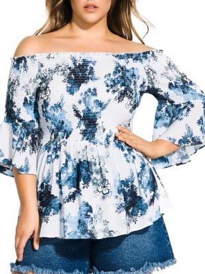 City Chic Plus Kenji Floral Top